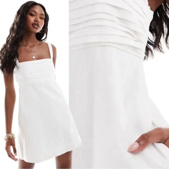 Abercrombie & Fitch Pants - Abercrombie & Fitch White Linen Romper Size Large Tall